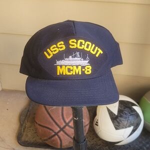 USS Scout MCM-8 Navy Cap Blue Gold Cap 90s Vintage